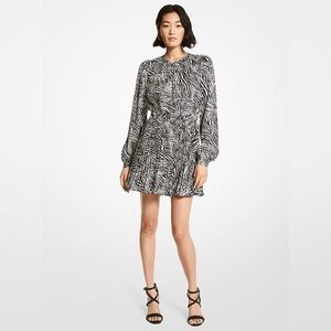 Michael Kors Zebra Print Long Sleeve Dress